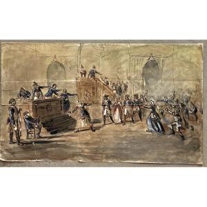 On July 16, 1793, The Trial Of Charlotte Corday For The Assassination Of Paul Marat (drawing)  