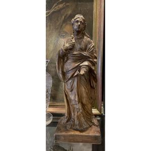 Original Terracotta Study For A Sculpture Of A Saint In Antwerp, 18th Century 