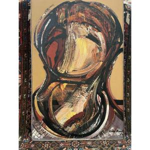 Roberto Diaz Acosta Mexican Painter Born 1934 ' Composition 1973 '