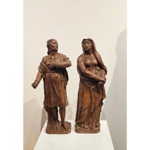 Walter Pompe ( 1703 - 1777 ) Bozzeti - For A Calvary ( Mary And Saint - John ) Terracotta