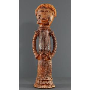 France, 1960s, Large Anthropomorphic Sculpture In Africanist Style In Terracotta.