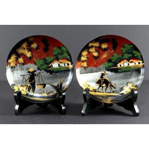 Vietnam, 1950s/1960s, Minh Thanh Workshop, Pair Of Small Lacquer Cups.