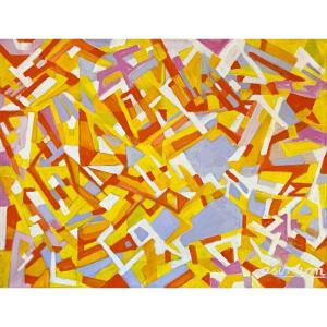 Andrée Simon (1896-1981), Abstract Composition Painting, Oil On Canvas From 1977-1978 Ii.