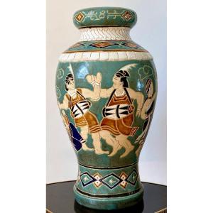 Vietnam, 1950s/1960s, Bien Hoa Ceramic Vase Decorated With Dancers And Musicians.