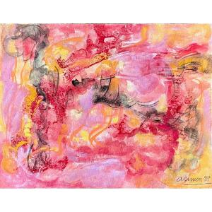 Andrée Simon (1896-1981), Abstract Composition "the Skies", Gouache On Paper From 1959.