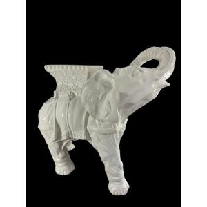 France, Mid-20th Century, Earthenware Stand With A Representation Of An Elephant.