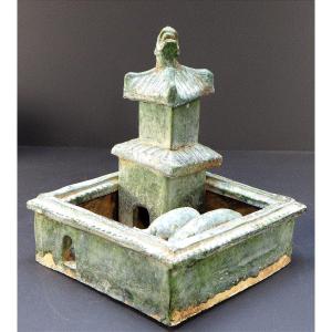 China, Early 20th Century, Glazed Earth Farmhouse In The Spirit Of The Han Dynasty.