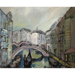 Mario Bonamici (1912-2002), Painting "venice", 1970s.