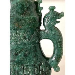China, 1950s/1960s, Covered Hardstone Jar In The Archaic Style."