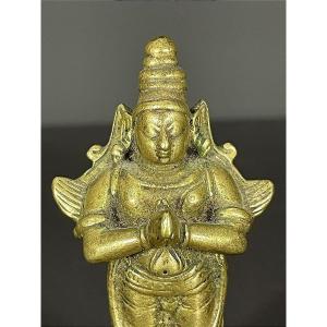 India, 19th Century, Bronze Statuette Depicting Garuda, Vehicle Of The Hindu God Vishnu.