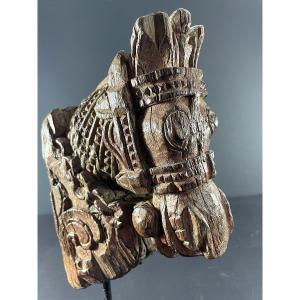India, 19th Century, Votive Sculpture In The Shape Of A Harnessed Horse's Head.
