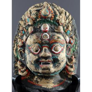 Nepal, Late 19th-early 20th Century, Painted Papier-mâché Bhairava Mask. 