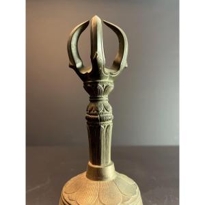 Japan, Late 19th Century, Buddhist Ritual Bell In The Shape Of A Vajra Decorated With Lotuses.