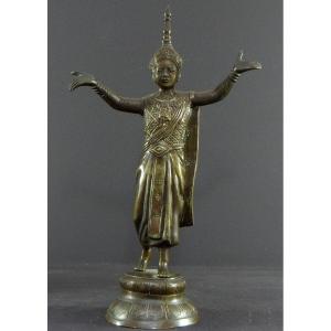 Thailand, Early 20th Century, Bronze Statue Of A Traditional Dancer.