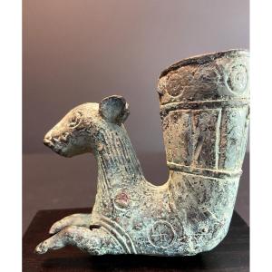 Bactrian Civilization, 400 Bc, Rhyton Decorated With A Bust Of A Roaring Tiger.