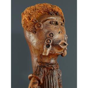 France, 1960s, Large Africanist-style Anthropomorphic Terracotta Sculpture.