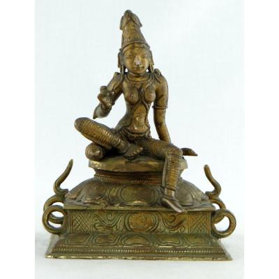 India, Beginning Of The XXth Century, Bronze Sculpture By Parvati.