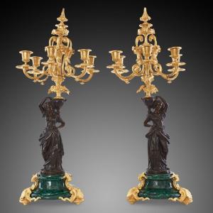 A Pair Of Candelabras From The 19th Century