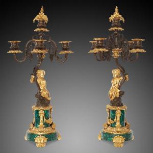 Pair Of 19th Century Candelabra, Under Napoleon. 