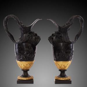 Pair Of 19th Century Cast Brass Vases