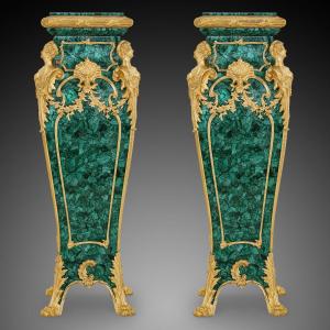 Pair Of Malachite Support.
