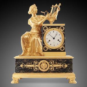  Mantel Clock By Galle, Rue Vivienne In Paris