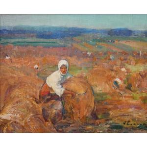 Arthur Verona "the Harvest" Around 1910 - Romanian Naturalism And Impressionism