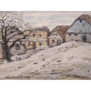 Jaroslav Panùska, Painting «  The Village, 1947" - Czech School - Naturalism  