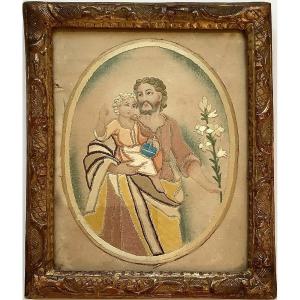 St. Anthony. Double-sided Embroidery And Gouache. 18th Century