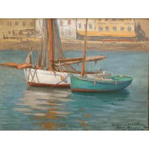 " Belgian Quay" Marseille - Painting By Adolphe Mary Mercier - Painter Of Marines And The South