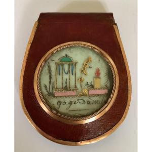 "token Of Friendship" Small Purse With Eludoric Miniature, Restoration Period
