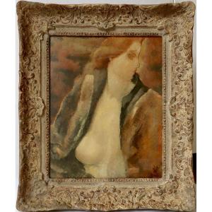 Rodolphe-théophile Bosshard "red-haired Woman In Fur" Circa 1930 - 