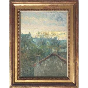 "view Over The Rooftops" Post-impressionist Landscape, Late 19th Or Early 20th Century 