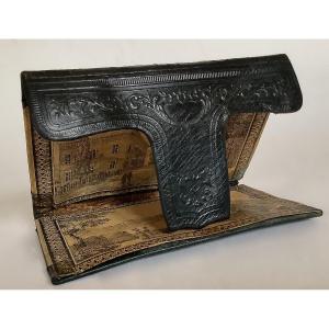 19th Century Embossed Leather Wallet, Decorated With Views Of Germany. 