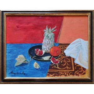 Chapelain-midy "still Life With Pineapple And Pomegranate", French School - Poetic Reality