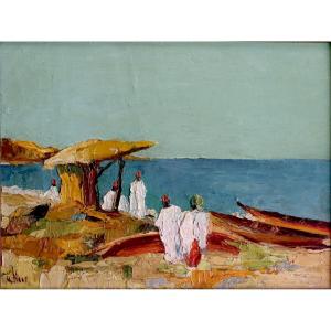 "sénégal, Beach Animation" Charles Naas Around 40’s - Africanism