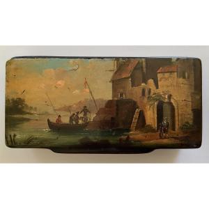 Snuffbox Painted With An Animated Neapolitan Landscape