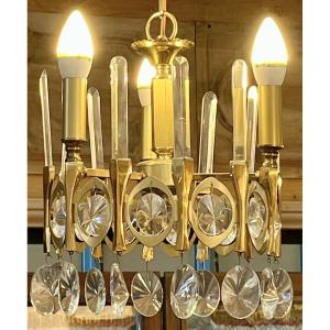 Gaetano Sciolari Chandelier Model Ovali Brass And Glass