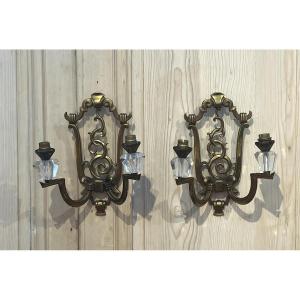 Pair Of Bronze Wall Lights, 1940