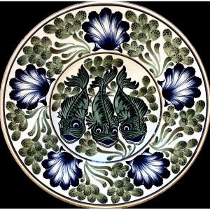 Aluminia - Royal Copenhagen Important Platter Decorated With Flowers And Fish