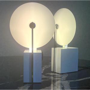  Sabine Charoy Pair Of Table Lamps Model 10606 Verre Lumière Edition France 1981