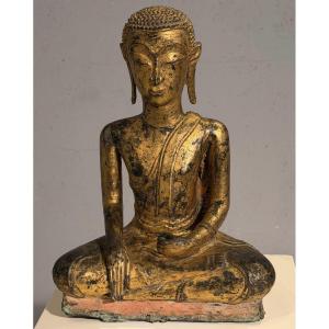 Gold-lacquered Bronze Buddha Thailand 17th Or 18th Century