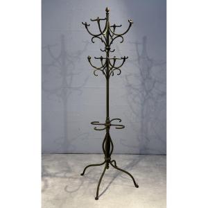 Wrought Iron Coat Stand With Openwork Decoration. Art Nouveau Period.