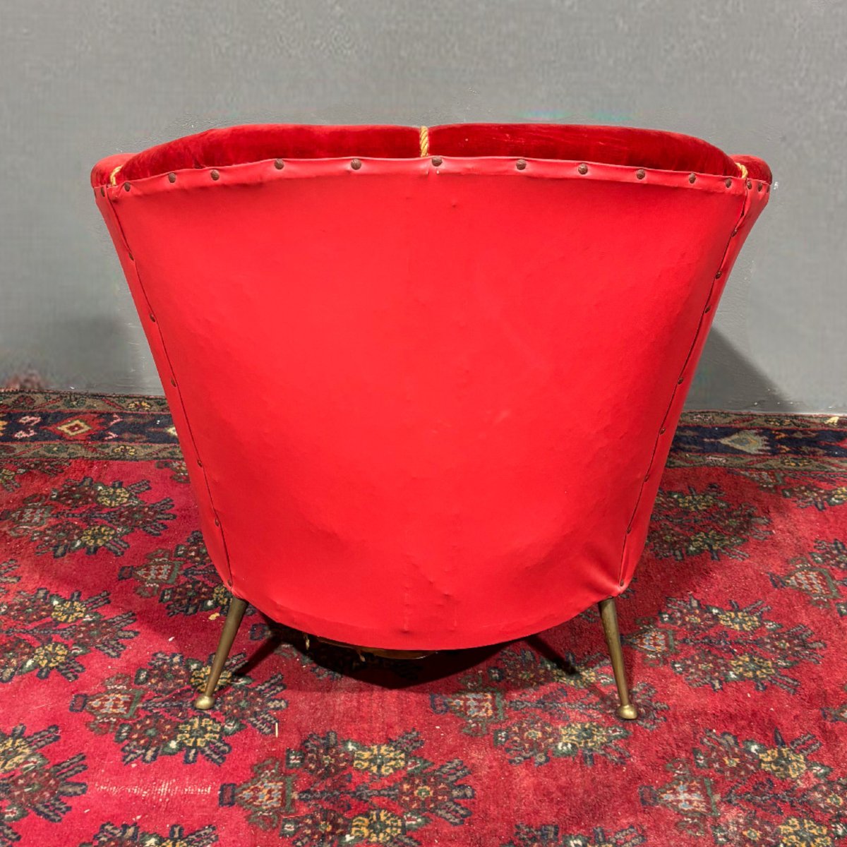 Poltrona di design anni '50 in velluto-photo-3
