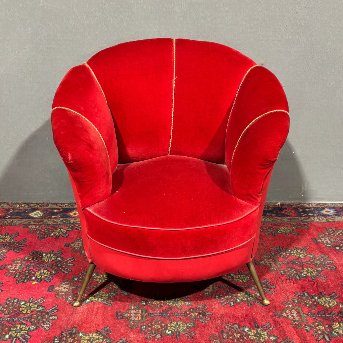 Poltrona di design anni '50 in velluto-photo-1