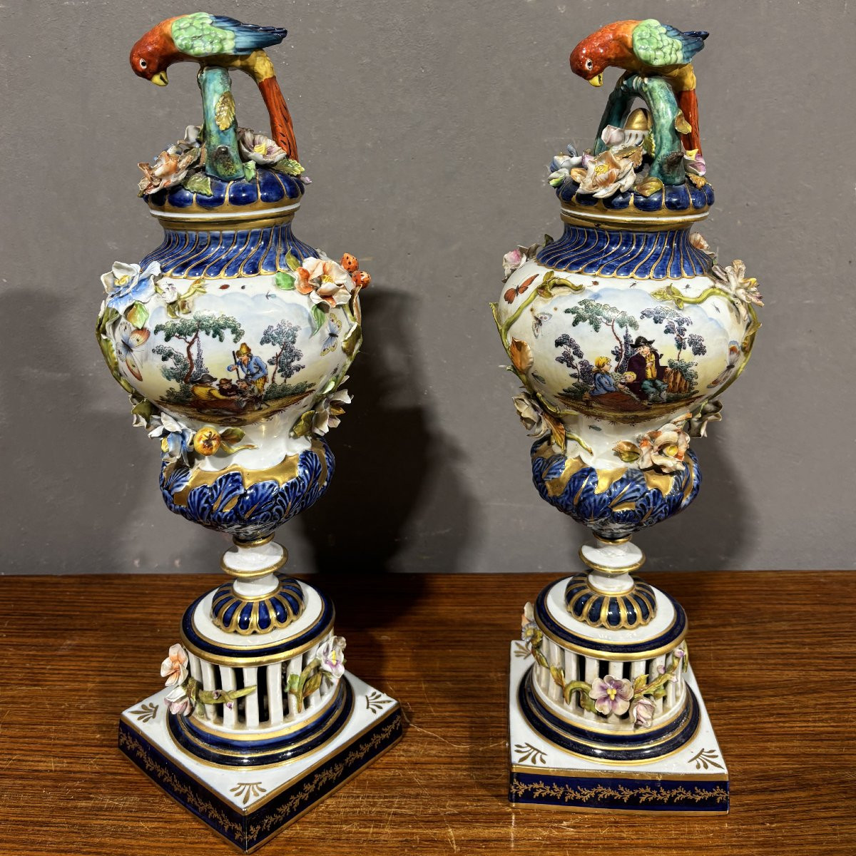 Antica Coppia di vasi in Porcellana Sevres XIX secolo-photo-3