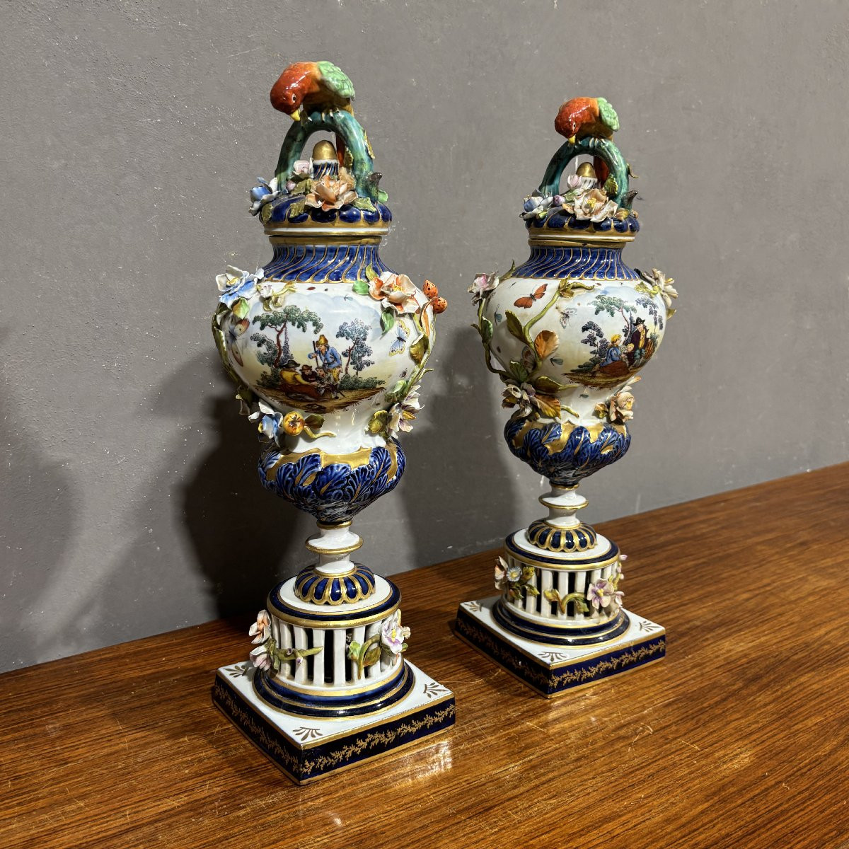 Antica Coppia di vasi in Porcellana Sevres XIX secolo-photo-2