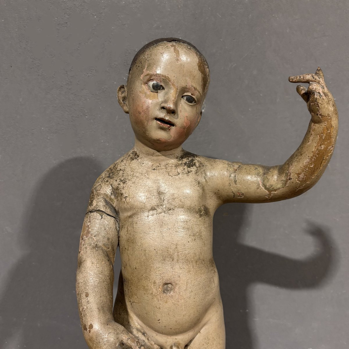Scultura lignea XVIII secolo Gesù Bambino Benedicente-photo-2