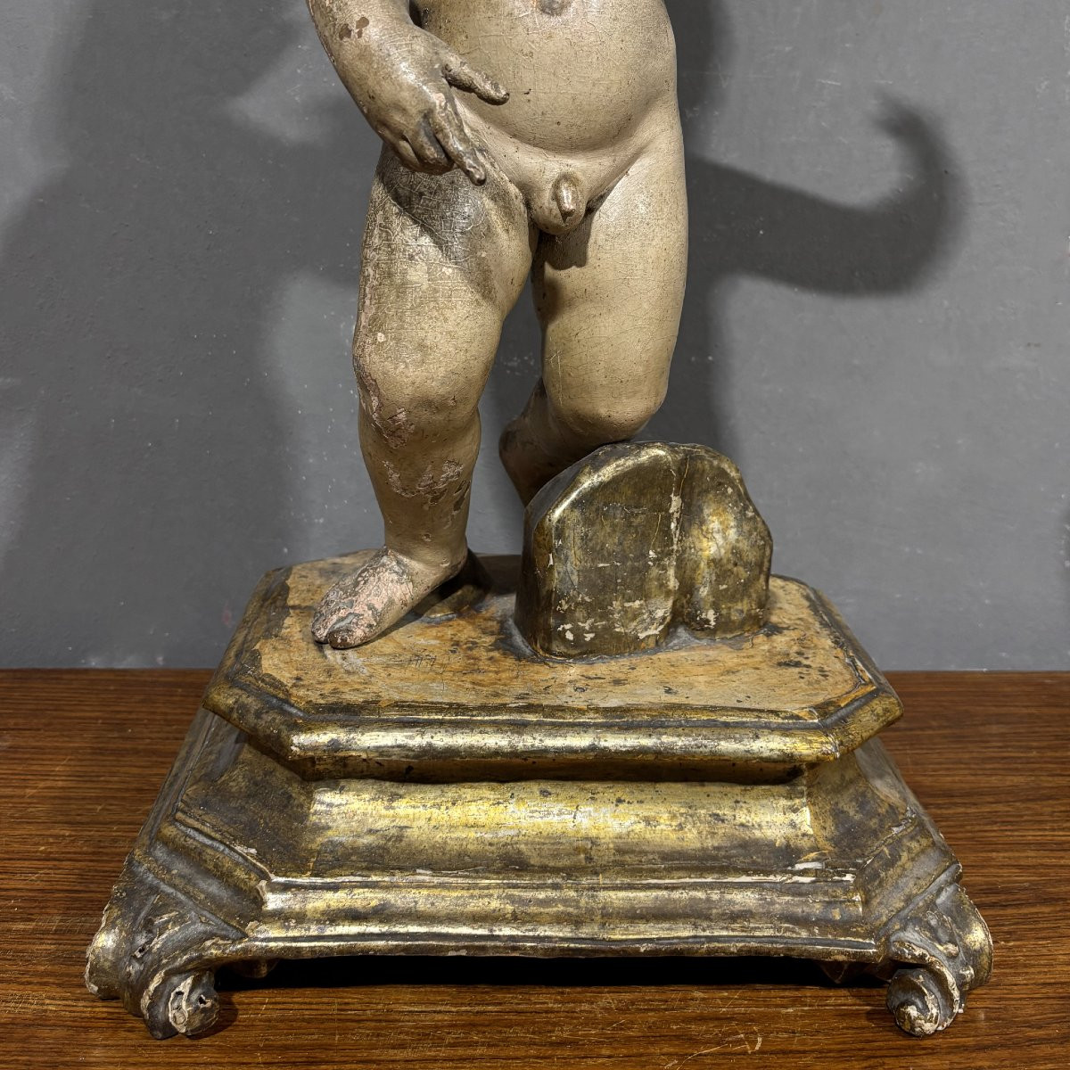 Scultura lignea XVIII secolo Gesù Bambino Benedicente-photo-3