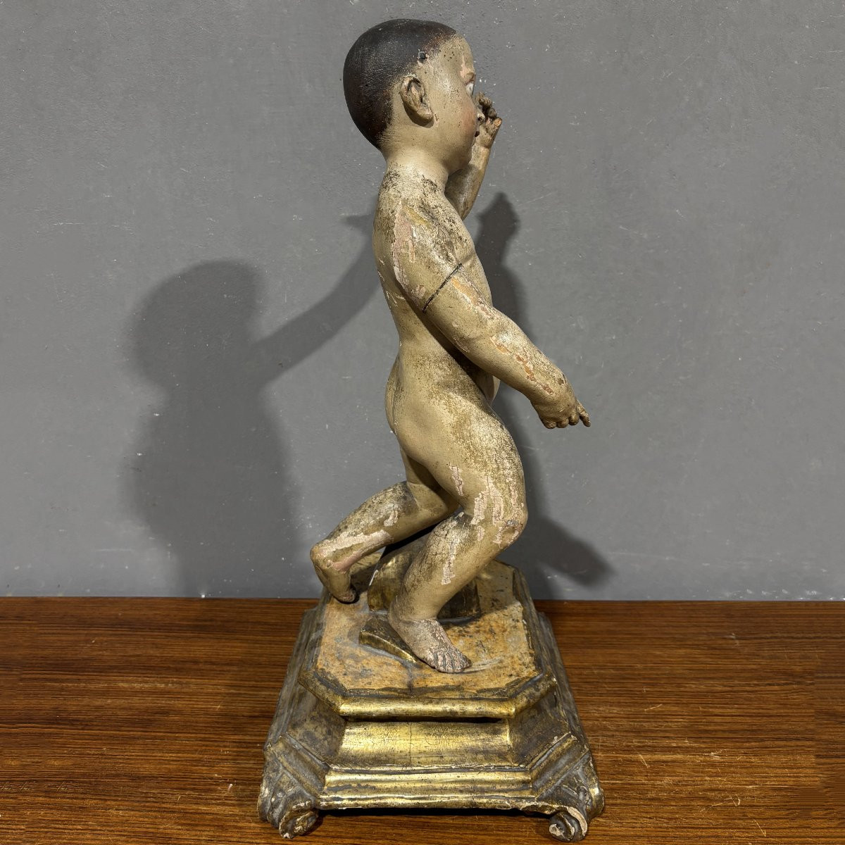 Scultura lignea XVIII secolo Gesù Bambino Benedicente-photo-1
